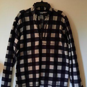 Duluth Trading Co. Quarter Zip Black and White Plaid Pullover. Size Large.
